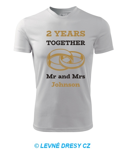 Tričko k výročí svatby - Mr and Mrs - zlaté prstýnky